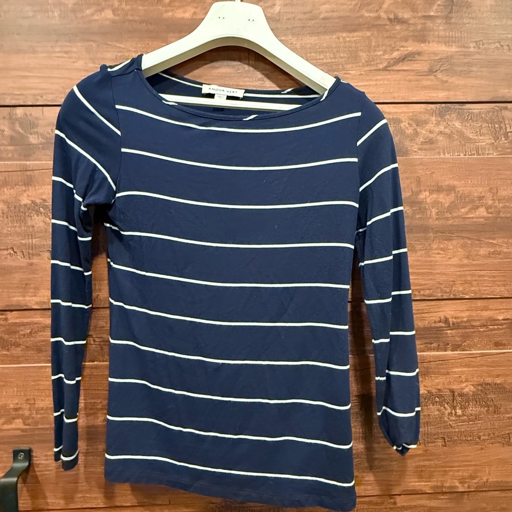 Navy Striped Women's Top